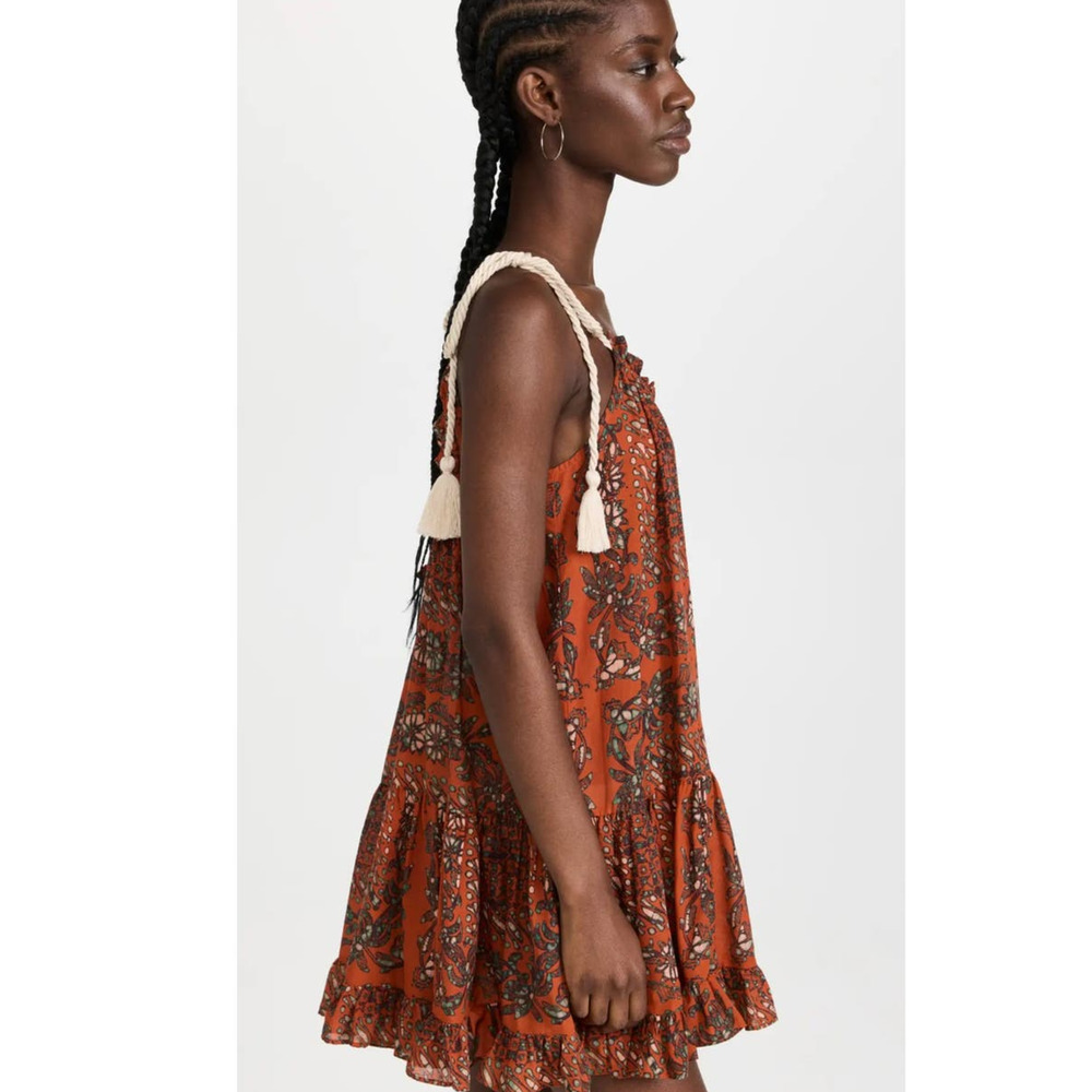 Ulla Johnson Trula Tiered Voile Mini Dress Clementine Flowy Trapeze XS Preowned - Picture 4 of 9